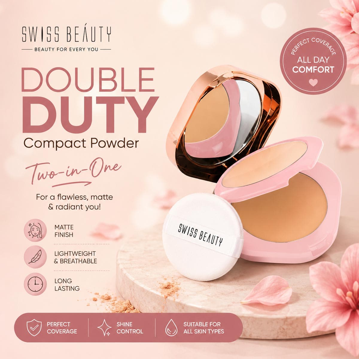 Swiss Beauty Double Duty Compact Powder