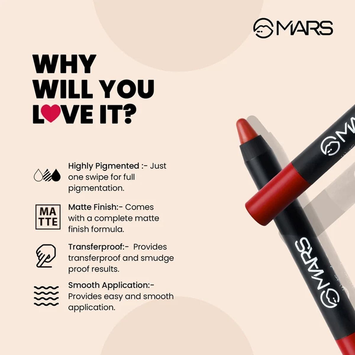 Mars Won't Smudge Matte Lip Crayon