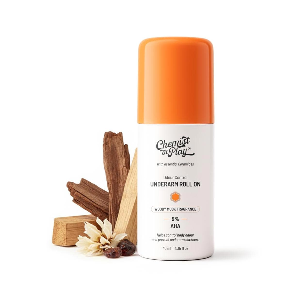 Chemist at Play 5% AHAs + Vitamin C Woody Musk Fragrance Underarm Roll On