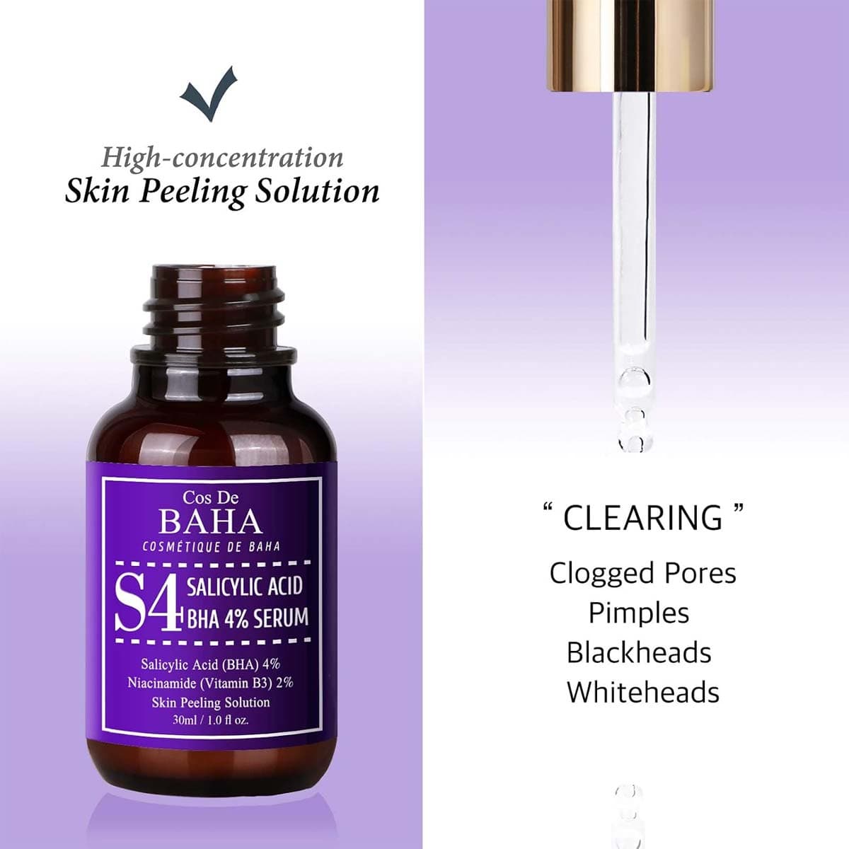 Cos De Baha Salicylic Acid 4% Exfoliant Facial Serum (S4)