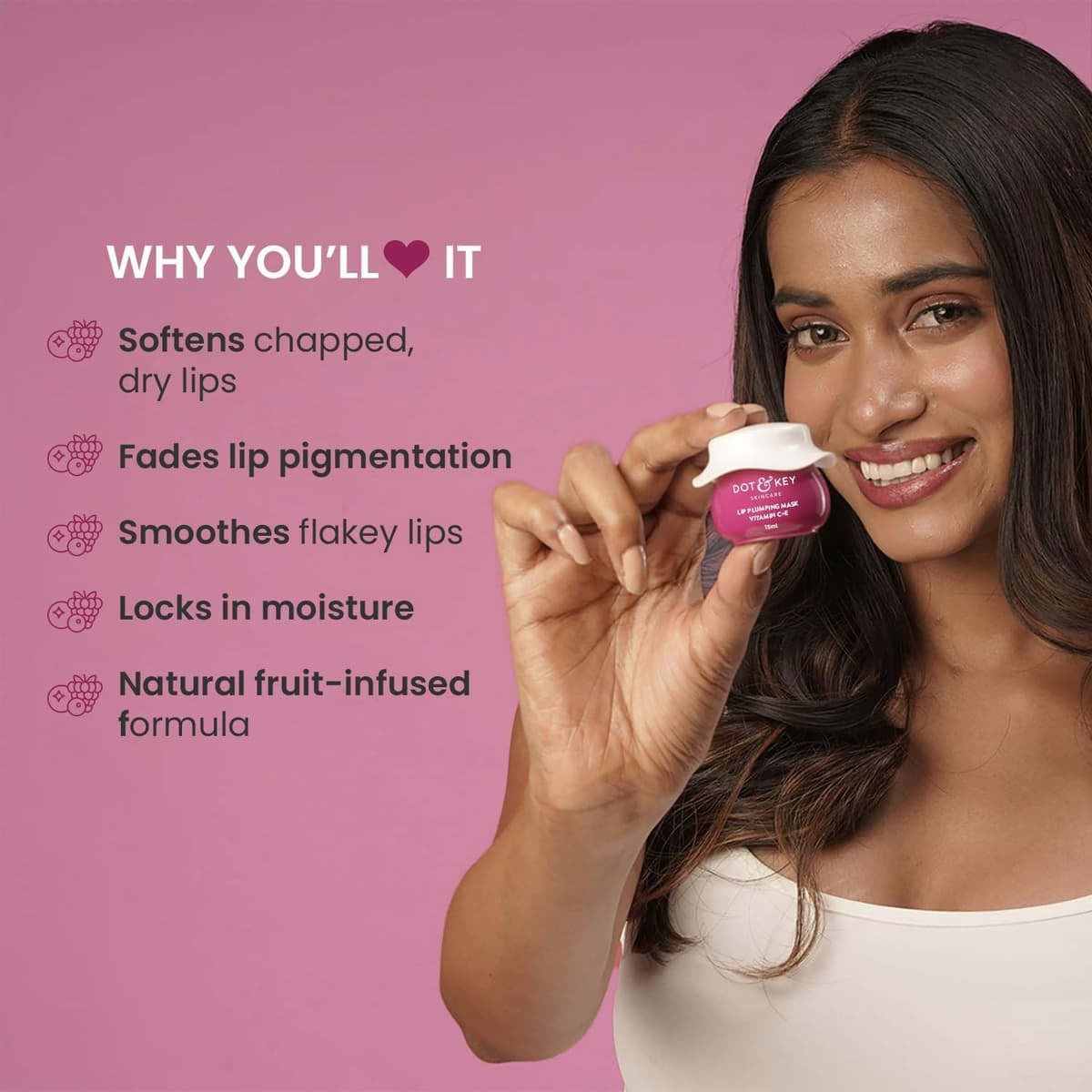 Dot & Key Lip Plumping Mask with Vitamin C + E Wild Barries & Pomegranate