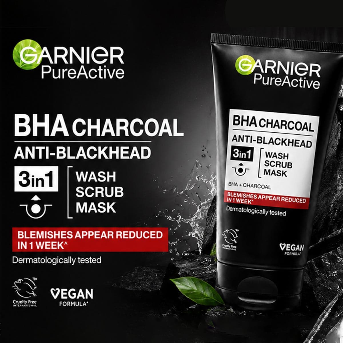 Garnier Pure Active 3 in 1 BHA Charcoal Anti-Blackhead