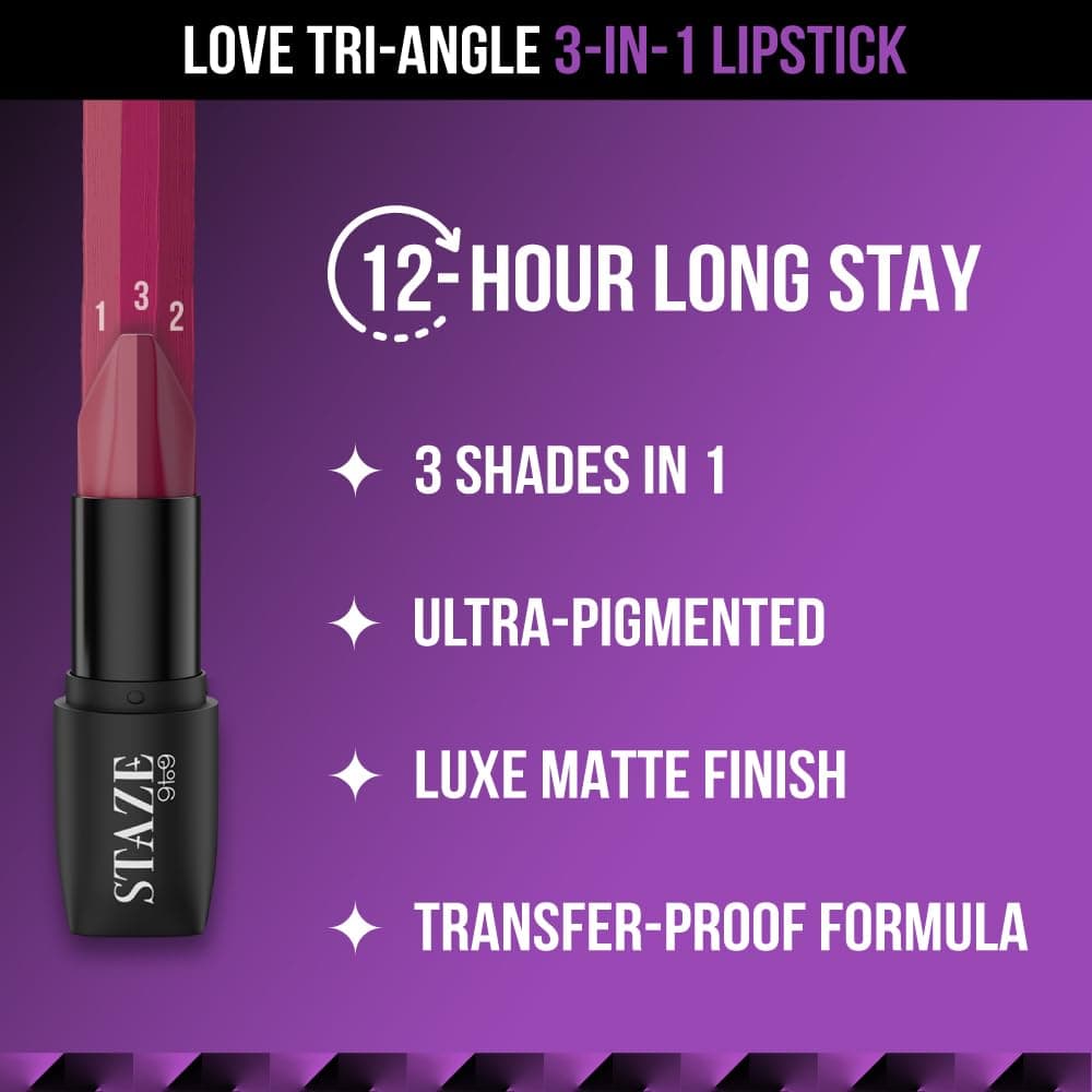 Staze 9to9 Love Tri-Angle 3 In 1 Lipstick