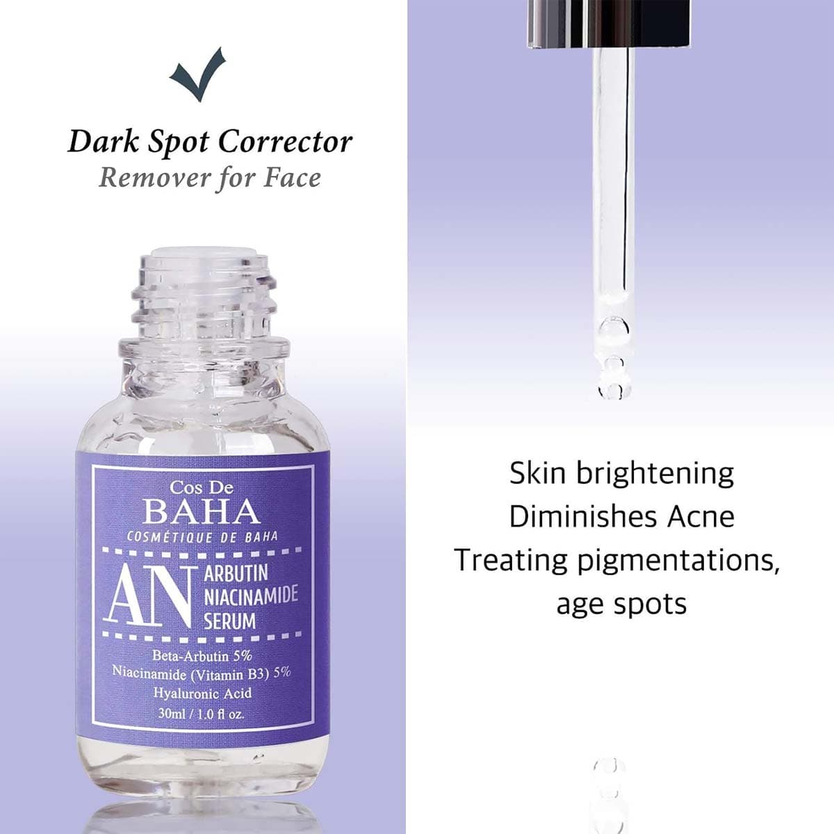 Cos De Baha Niacinamide 5% + Arbutin 5% Serum with Hyaluronic Acid (AN)