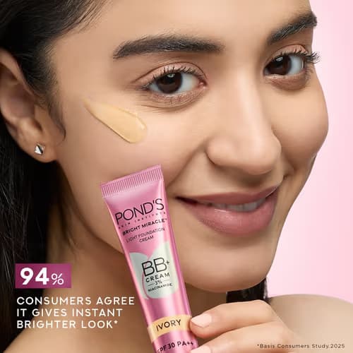 Ponds BB+ Cream 3% Niacinamide SPF 30 PA++  (Shade Ivory)
