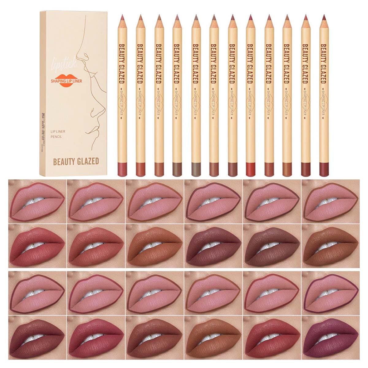 Beauty Glazed 12 Color Matte Lip Liner Set