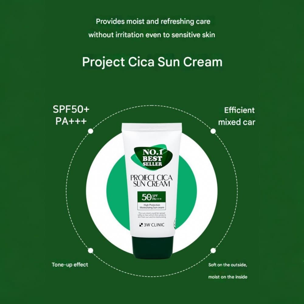 3W Clinic Project Cica Sun Cream SPF50+ PA+++‍