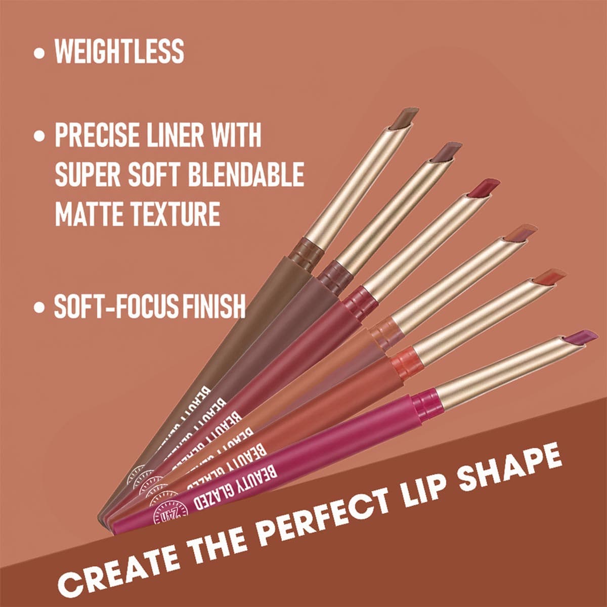 Beauty Glazed 6 Pcs Waterproof Lip Liner Set
