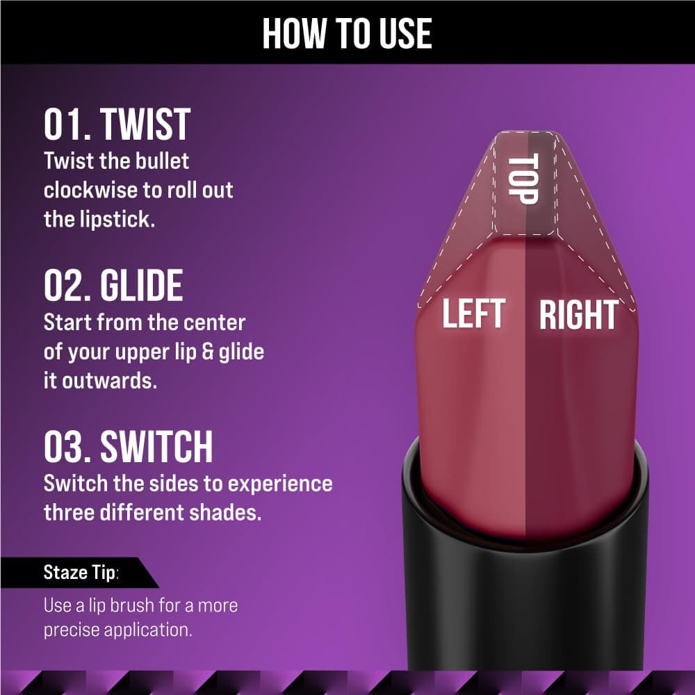 Staze 9to9 Love Tri-Angle 3 In 1 Lipstick