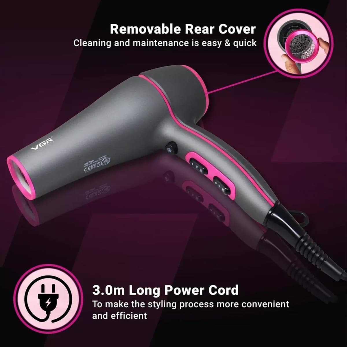 VGR Professional Hair Dryer V-402