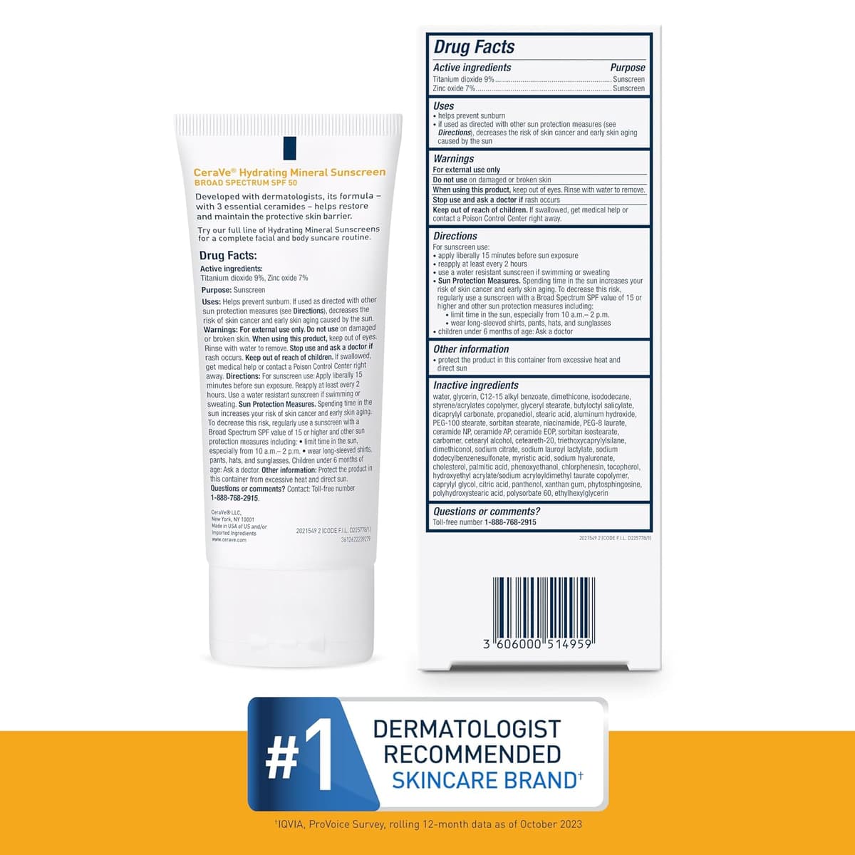 Cera Ve Hydrating Mineral Sunscreen SPF 50