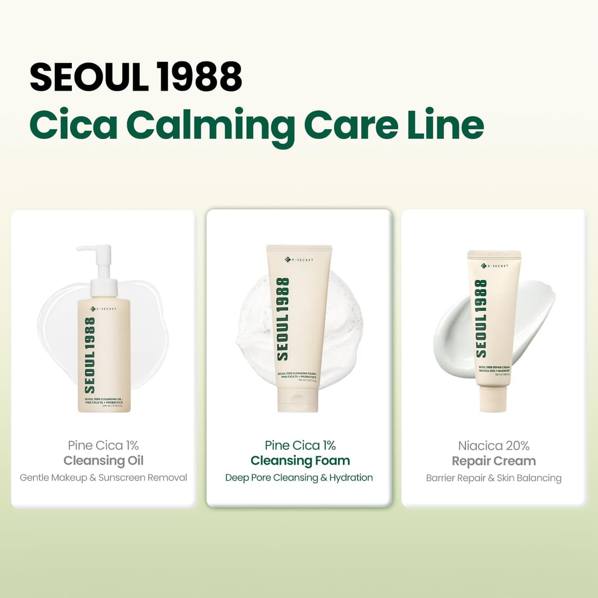 K SECRET SEOUL 1988 Cleansing Foam : Pine Cica 1% + Probiotics