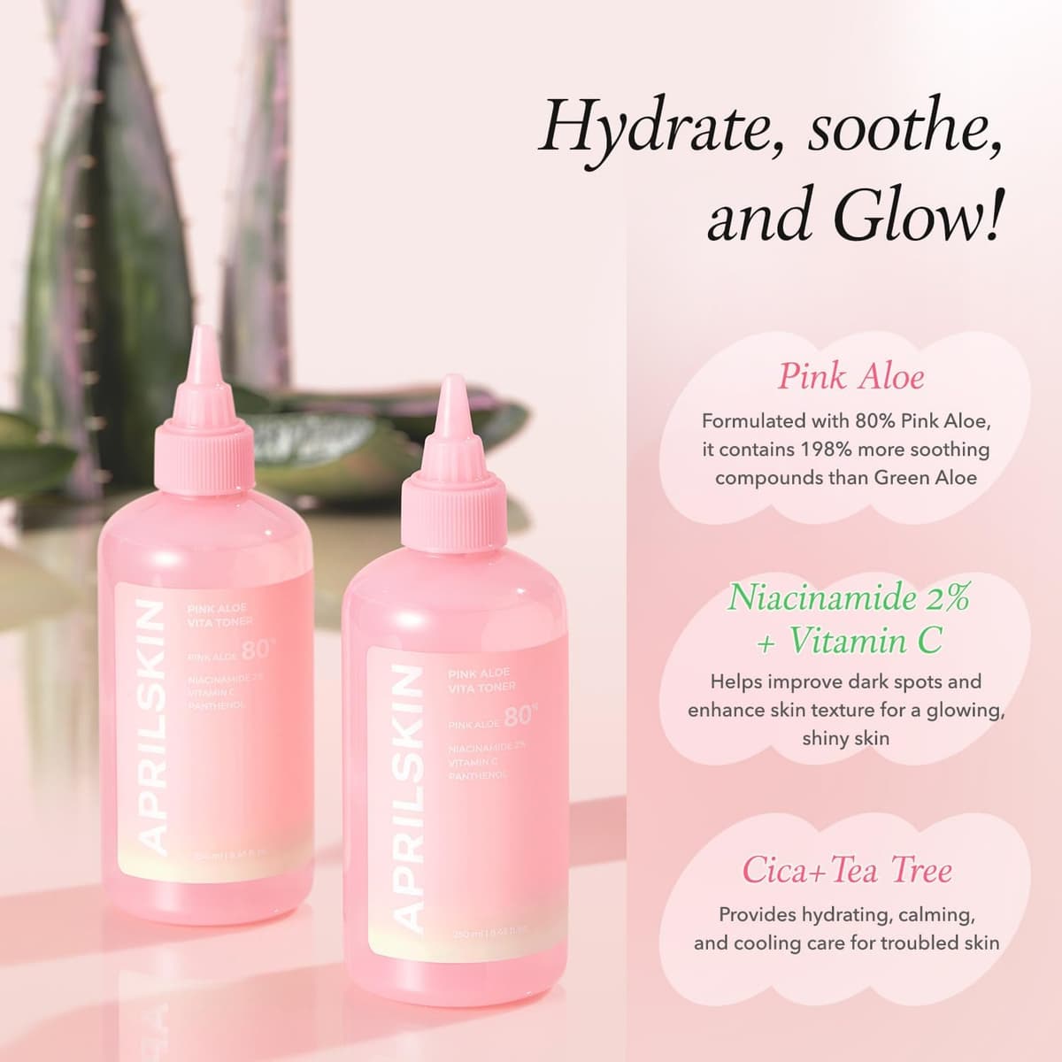 APRILSKIN Pink Aloe Vitamin C Soothing & Brightening Toner (Exp - Sep/27)