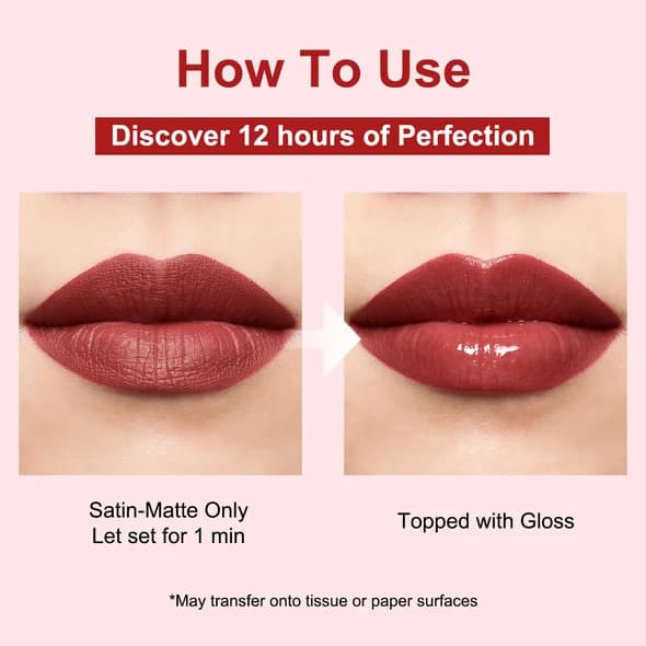 Phoera Durable Duoglam Liquid Lipstick + Lip Gloss
