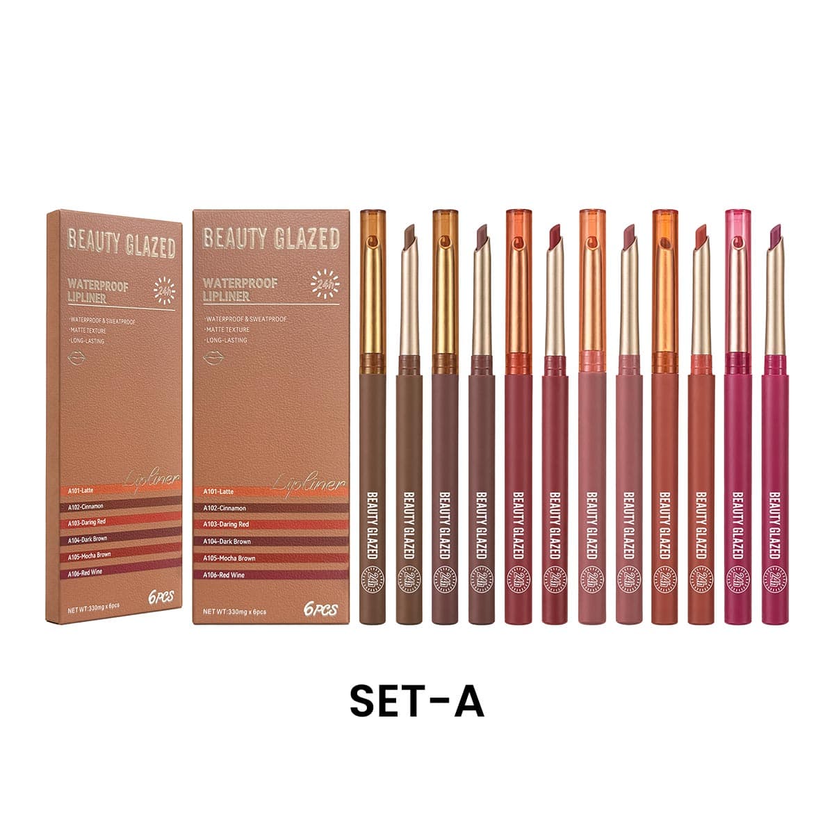 Beauty Glazed 6 Pcs Waterproof Lip Liner Set