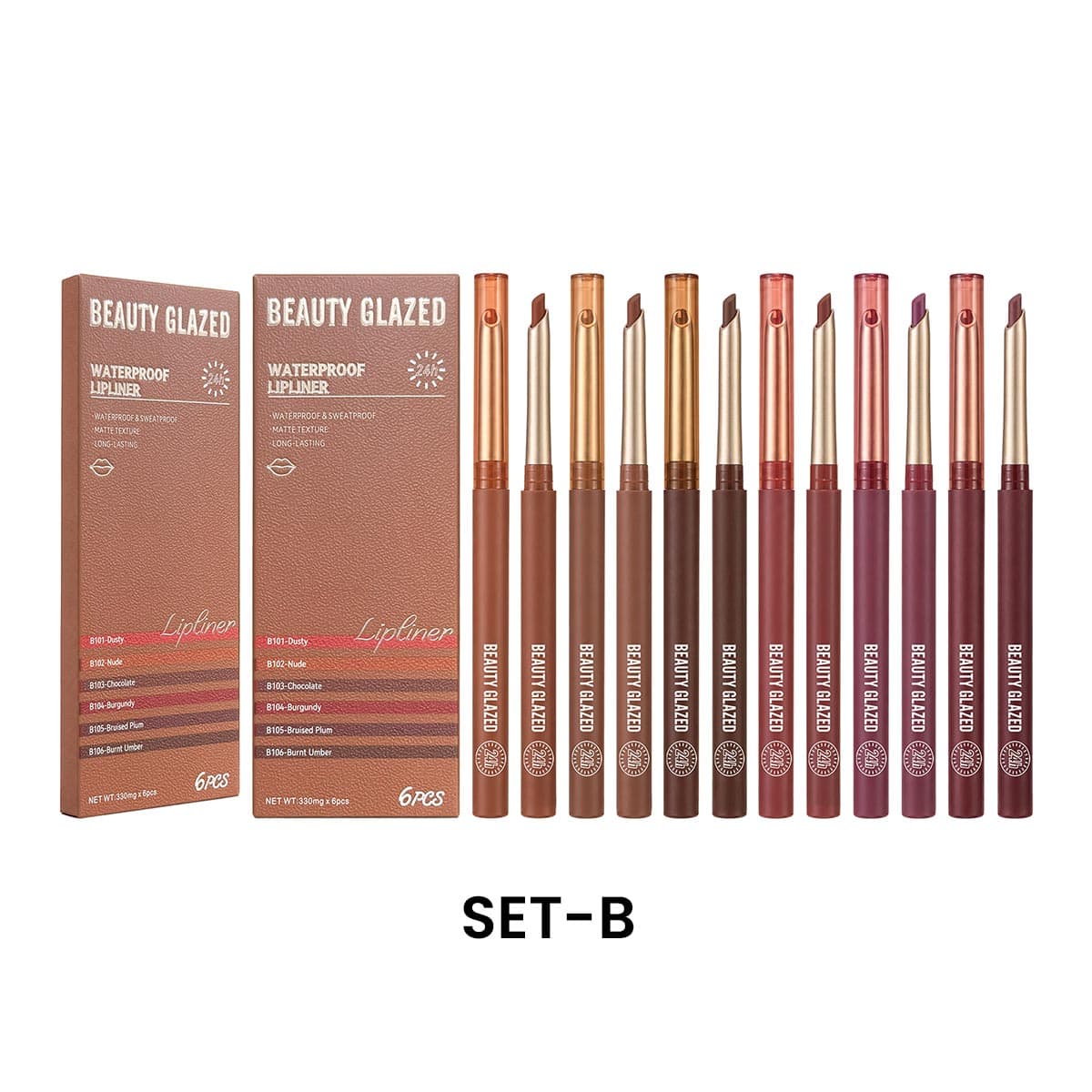 Beauty Glazed 6 Pcs Waterproof Lip Liner Set