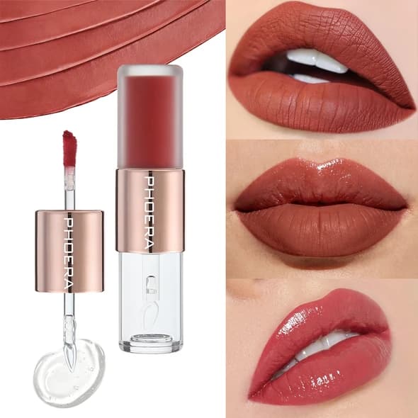 Phoera Durable Duoglam Liquid Lipstick + Lip Gloss