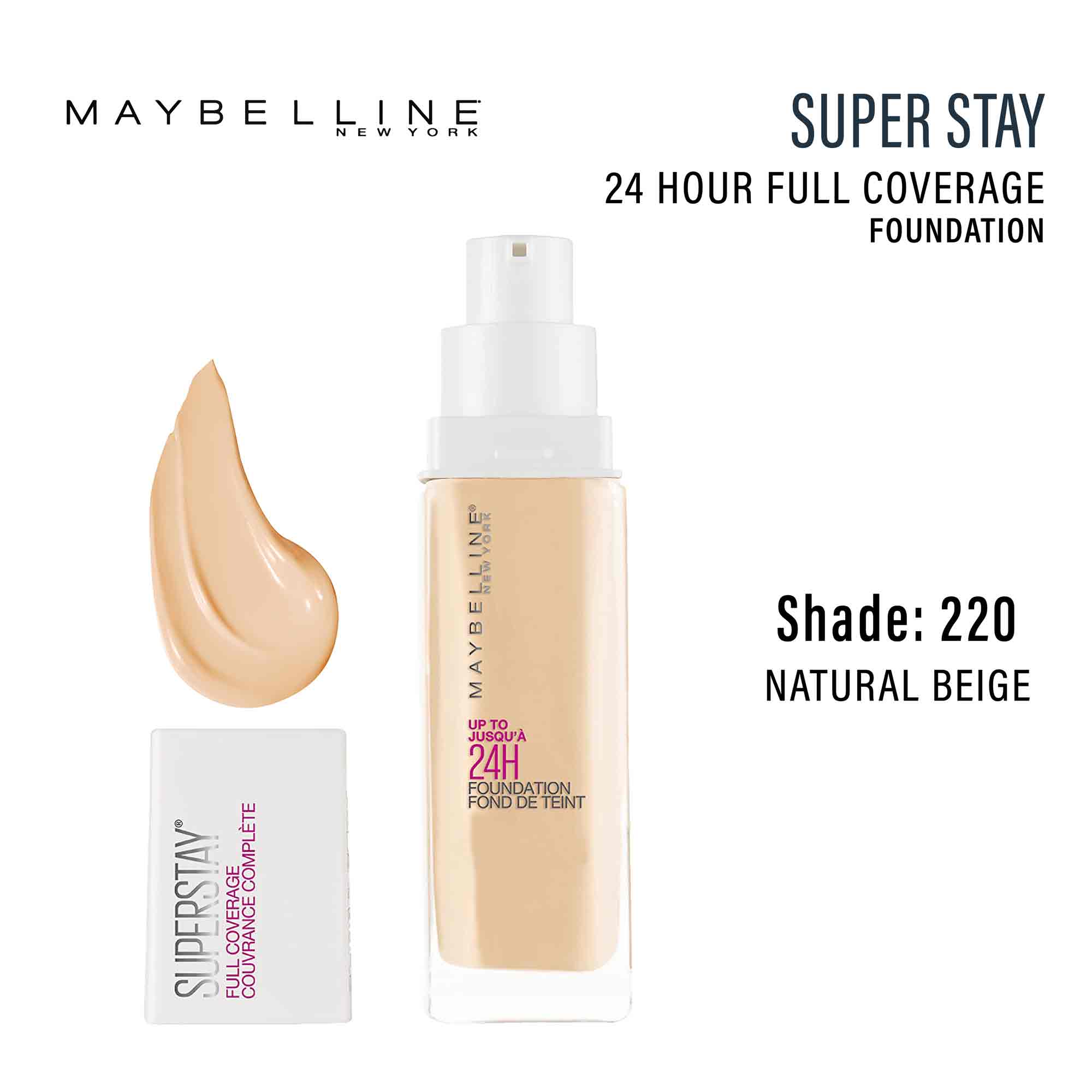 Maybelline New York Maybelline Super Stay Full coverage liquid Foundation  Makeup, 127 Sand Beige, 30 Milliliters (Packaging may vary)
