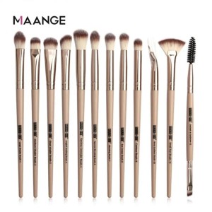 Maange 12pcs Eye Brush Set - Brown