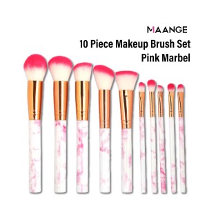 Maange 10pcs Brush Set (Pink Marbel)