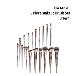 Maange 18 Pcs Makeup Brushes Set professional brush set (Brown)