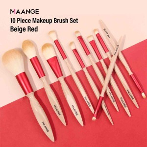 Maange 10pcs Brush Set (Beige Red)