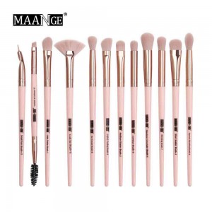 Maange 12pcs Eye Brush Set - Soft Pink