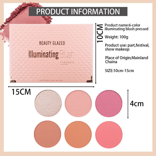 Beauty Glazed  6 Colors Illuminating Blush Palette - 109#A
