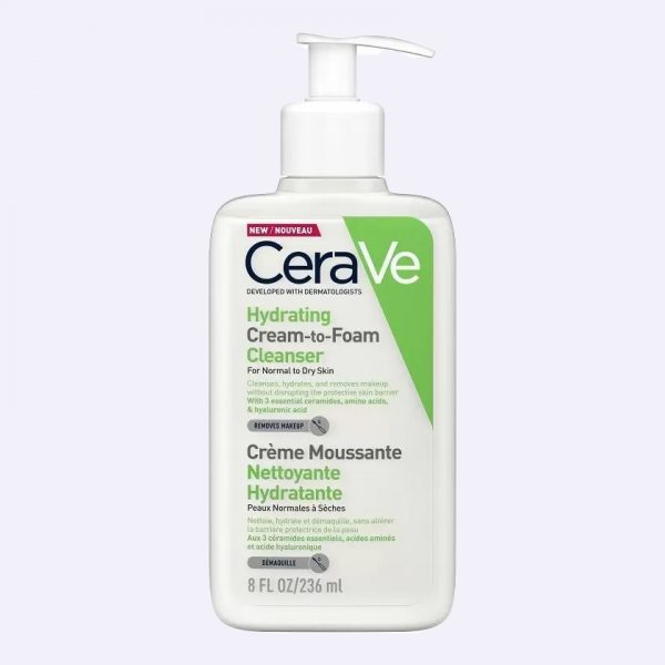 CeraVe Hydrating Cream-to-Foam Cleanser For Normal to Dry Skin