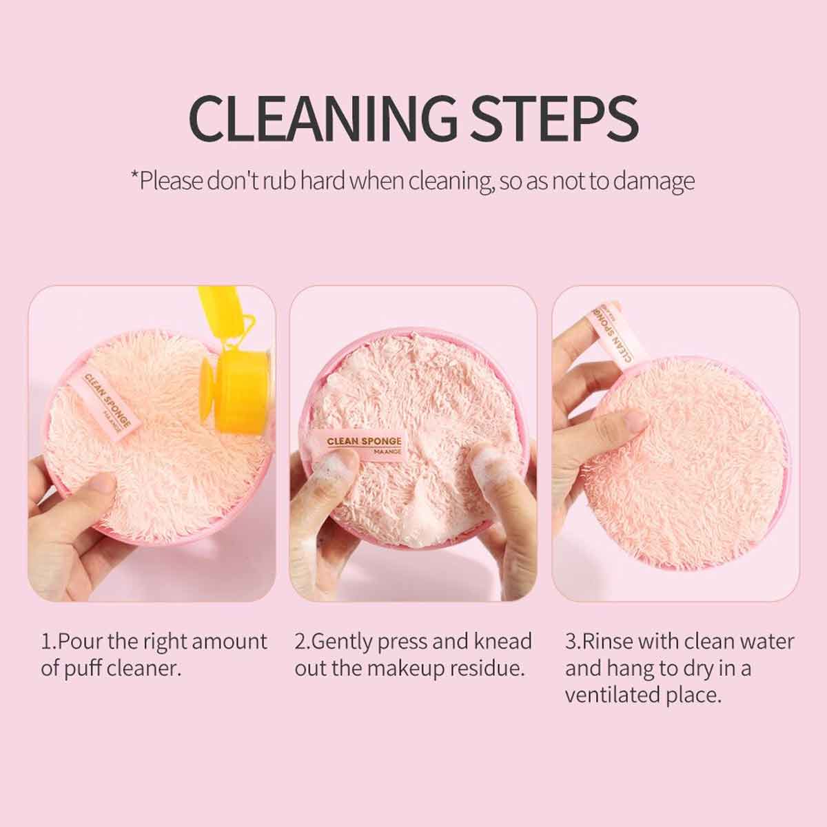 Maange 3pcs Cleansing Sponge Set - Soft Pink