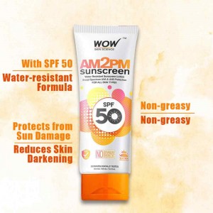 WOW AM2PM SPF50 Water Resistant No Parabens & Mineral Oil Sunscreen Lotion