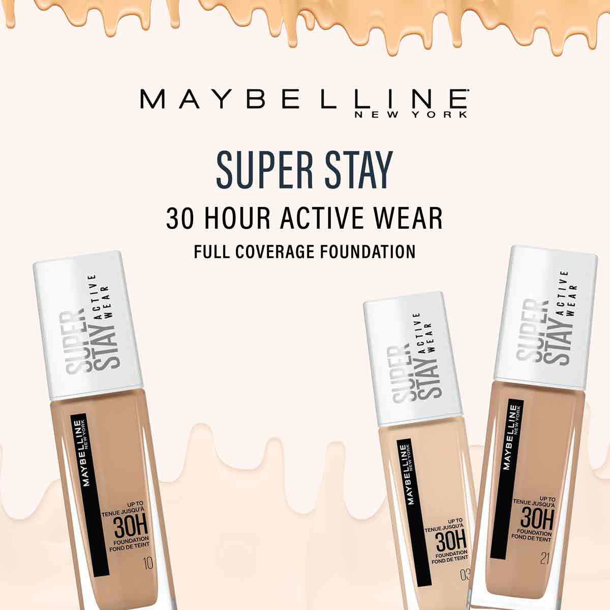 Maybelline - Foundation SuperStay 30H Active Wear - 21: Nude Beige.