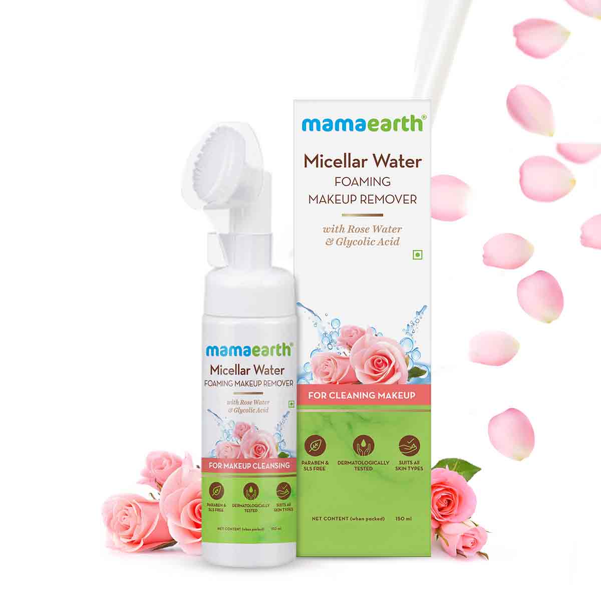 Mama Earth Micellar Water Makeup Remover with Rose Water Glycolic Acid for Makeup Cleansing