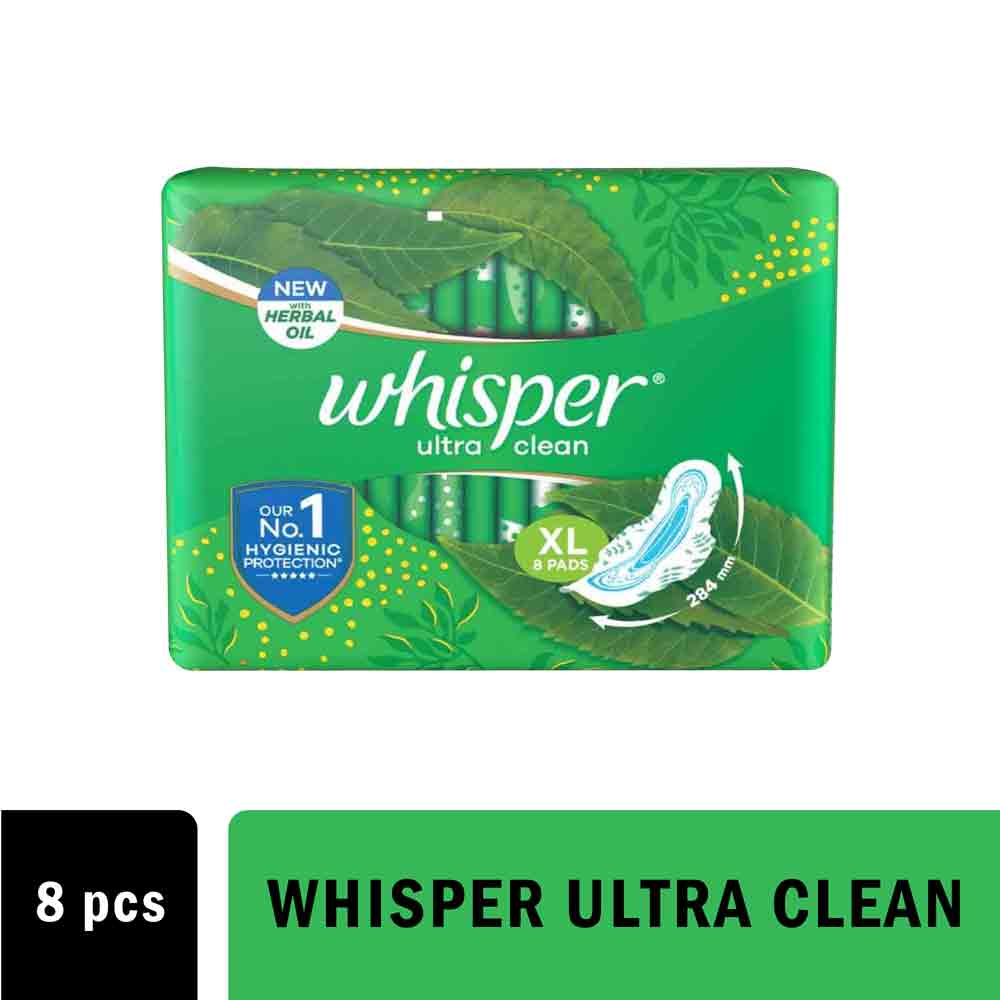 Whisper Ultra Clean With Herbal Oil XL 8 Pads