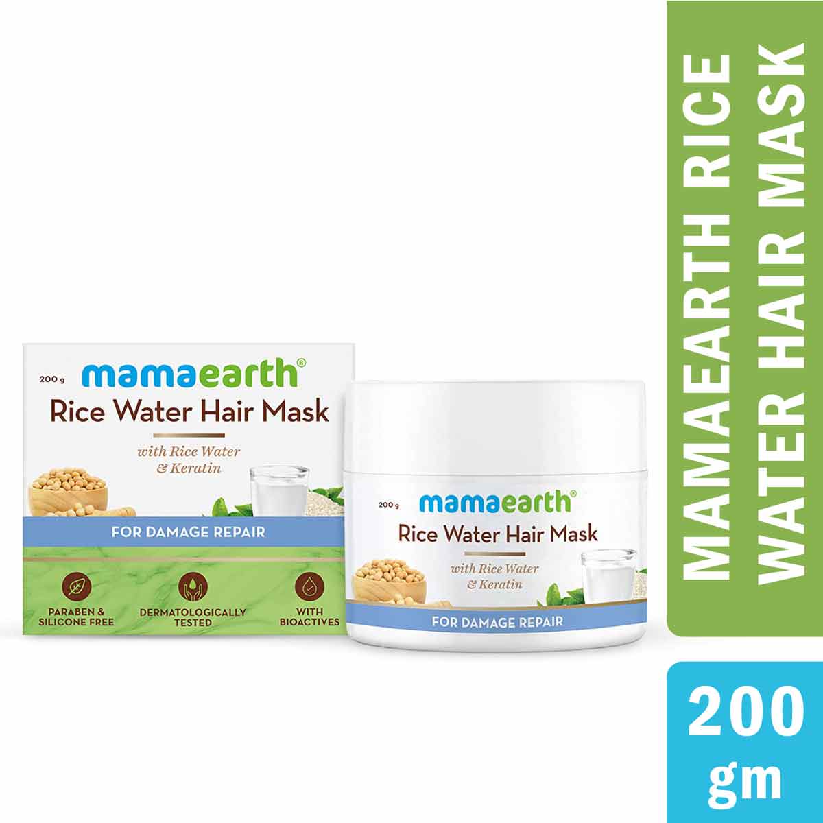 Mama Earth Rice Water Hair Mask with Rice Water and Keratin For Smoothening Hair and Damage Repair (EXP: AUG/2023)