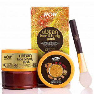 WOW Ubtan Face & Body Pack with Chickpea Flour, Almond Shell Powder, Saffron & Turmeric Extracts, Rose Water